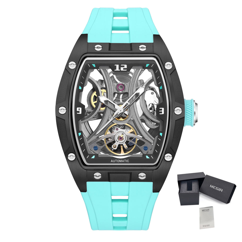 MEGIR Skeleton Dial Men Watches Luxury Automatic Mechanical Sport Watch Stainless Steel Case Man Wristwatch Clock Reloj Hombre 2245