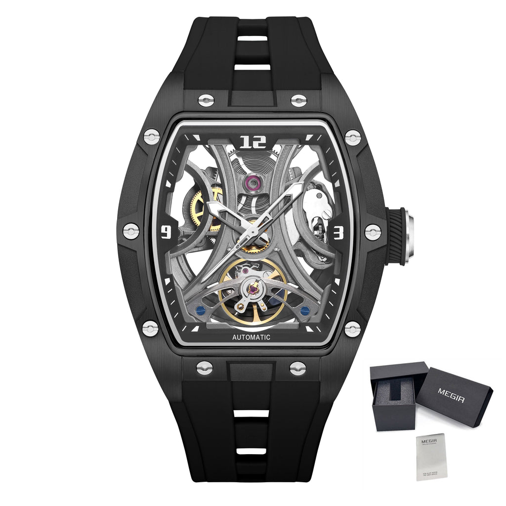 MEGIR Skeleton Dial Men Watches Luxury Automatic Mechanical Sport Watch Stainless Steel Case Man Wristwatch Clock Reloj Hombre 2245