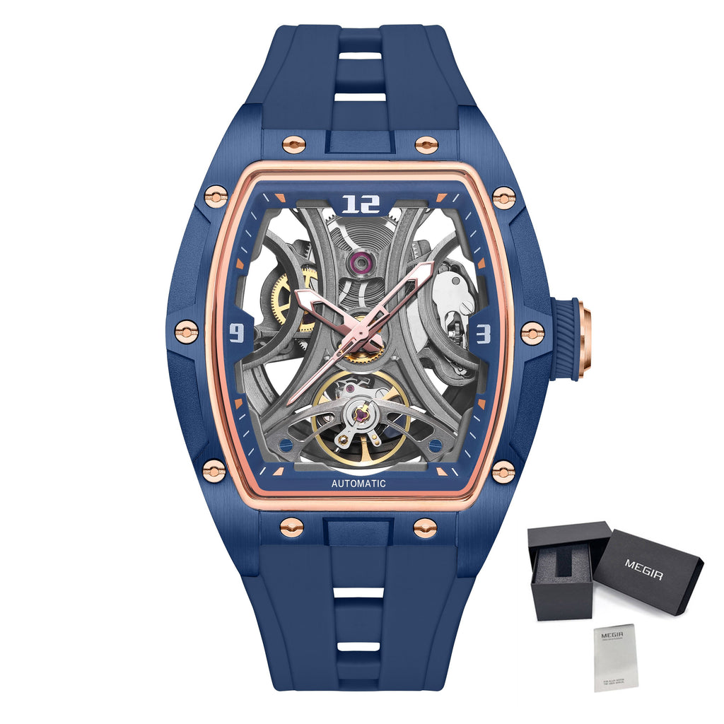 MEGIR Skeleton Dial Men Watches Luxury Automatic Mechanical Sport Watch Stainless Steel Case Man Wristwatch Clock Reloj Hombre 2245