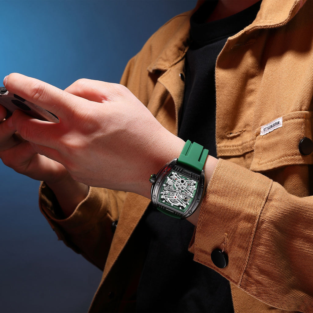 MEGIR Original Luxury Sport Watch for Men Silicone Band Automatic Mechanical Movement WristWatches Luminous Clock Reloj Hombre 8601