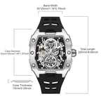 MEGIR New Men Watches Luxury Brand Automatic Mechanical Watch Skeleton Dial Silicone Strap Sports Casual Wristwatch Waterproof Clock Male Gift 8602