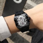 MEGIR New Men Watches Luxury Brand Automatic Mechanical Watch Skeleton Dial Silicone Strap Sports Casual Wristwatch Waterproof Clock Male Gift 8602