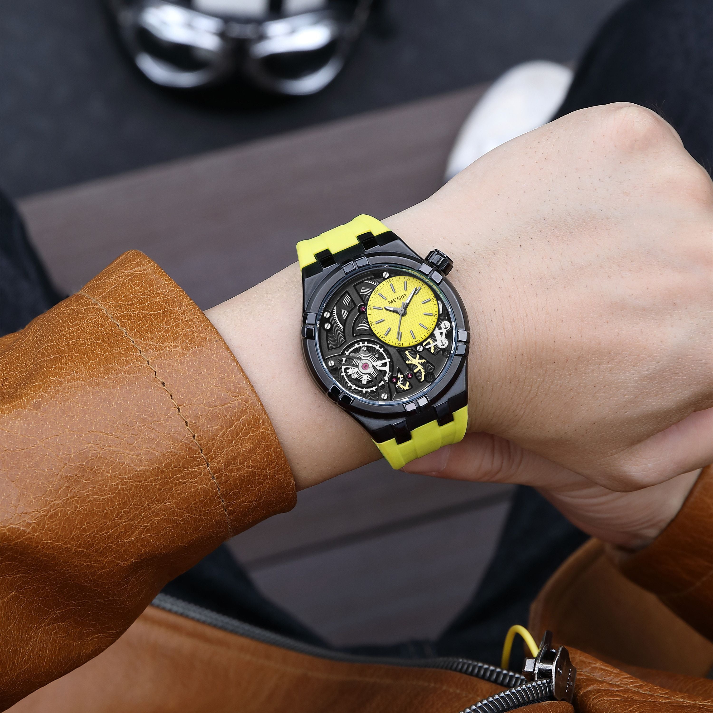 MEGIR Luxury Brand Men Watch Waterproof Quartz Sport Wristwatch Luminous Hands Hollow Casual Silicone Clock Relogio Masculino 8111