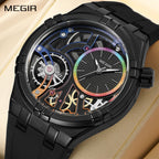 MEGIR Luxury Brand Men Watch Waterproof Quartz Sport Wristwatch Luminous Hands Hollow Casual Silicone Clock Relogio Masculino 8111