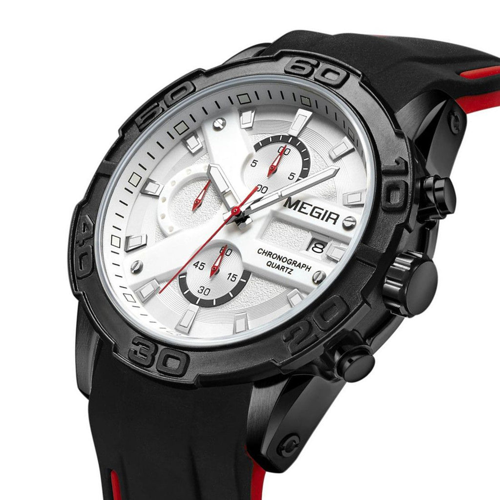 MEGIR Fashion Men's Sport Watches Silicone Strap Military Quartz Wristwatch Clock Waterproof Male Chronograph Montre Homme 2055