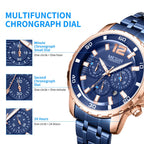 MEGIR Stainless Steel Business Watches for Men Luxury Quartz Casual Wristwatch Luminous Waterproof Date Clock Chronograph 2068
