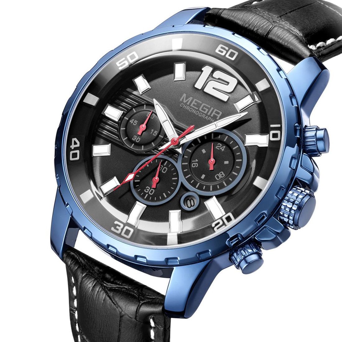 MEGIR Stainless Steel Business Watches for Men Luxury Quartz Casual Wristwatch Luminous Waterproof Date Clock Chronograph 2068