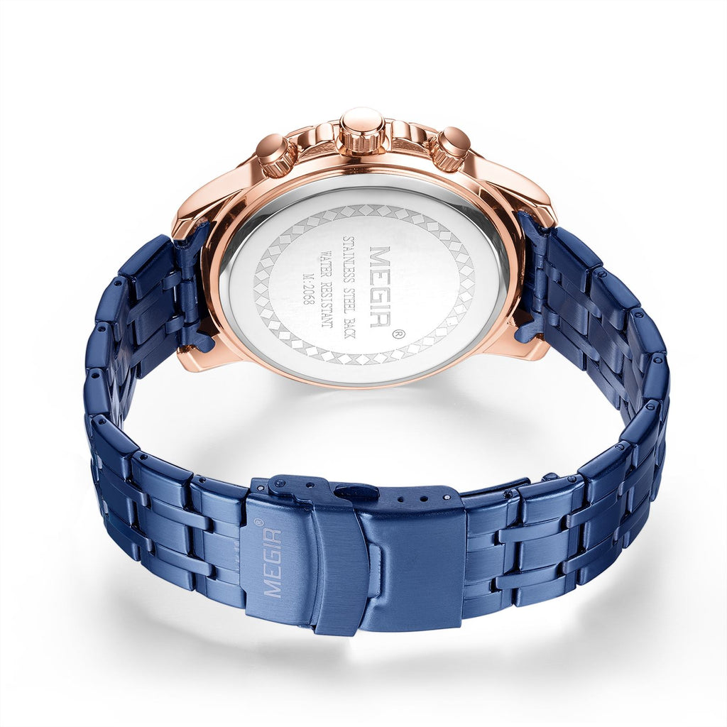 MEGIR Stainless Steel Business Watches for Men Luxury Quartz Casual Wristwatch Luminous Waterproof Date Clock Chronograph 2068