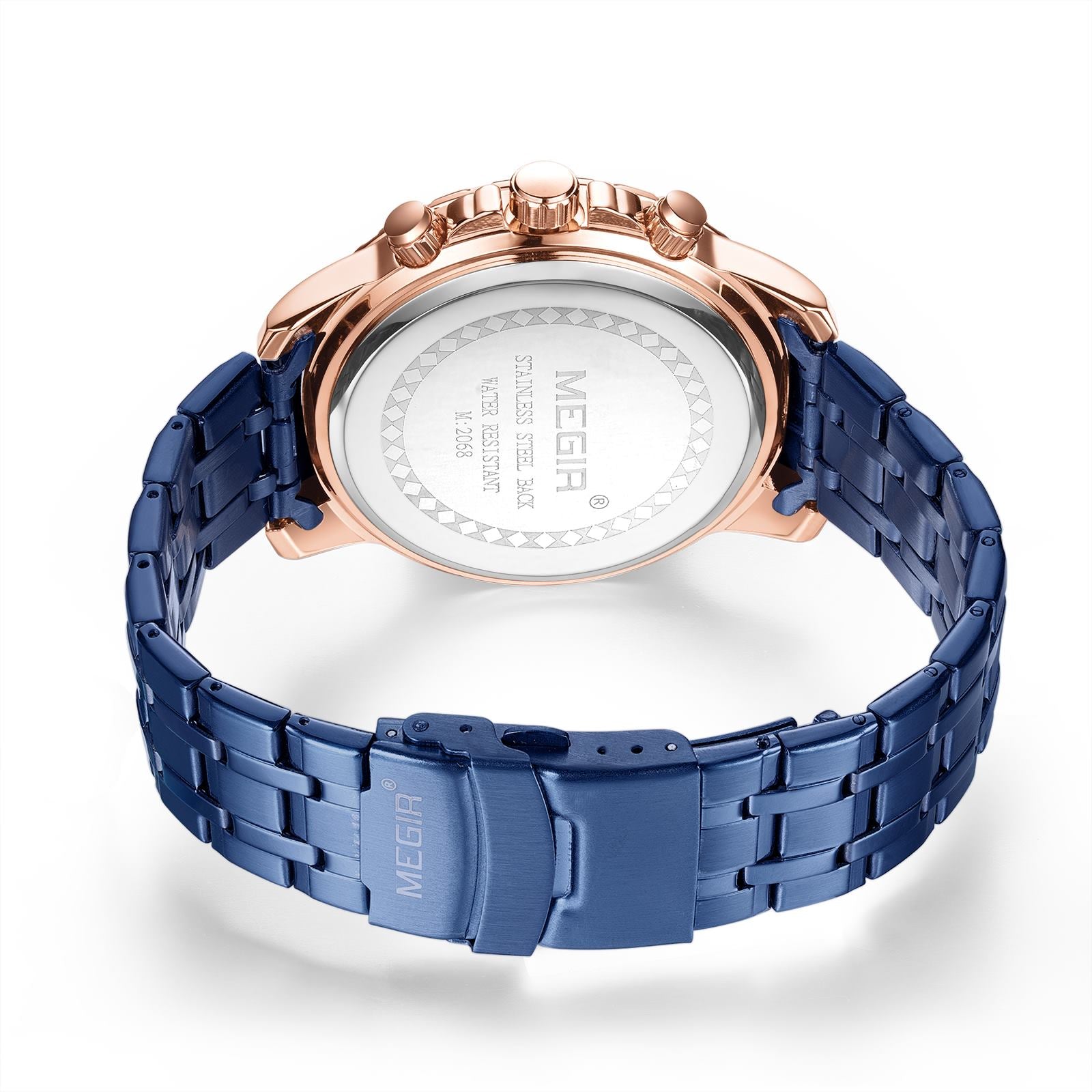 MEGIR Stainless Steel Business Watches for Men Luxury Quartz Casual Wristwatch Luminous Waterproof Date Clock Chronograph 2068