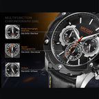 MEGIR Luxury Sport Watches for Men Waterproof Quartz Wrist Watch Chronograph Leather Military Wristwatch Clock Reloj Hombre 2070