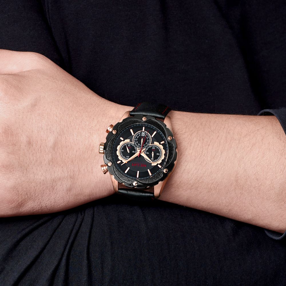 MEGIR Luxury Sport Watches for Men Waterproof Quartz Wrist Watch Chronograph Leather Military Wristwatch Clock Reloj Hombre 2070