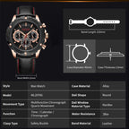 MEGIR Luxury Sport Watches for Men Waterproof Quartz Wrist Watch Chronograph Leather Military Wristwatch Clock Reloj Hombre 2070