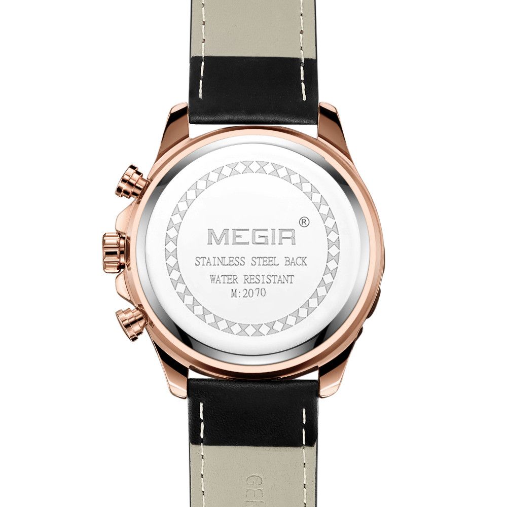 MEGIR Luxury Sport Watches for Men Waterproof Quartz Wrist Watch Chronograph Leather Military Wristwatch Clock Reloj Hombre 2070