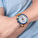 MEGIR Sport Watch for Men Leather Strap Quartz Military Wristwatch with Chronograph Waterproof Calendar Clock Reloj Hombre 2082