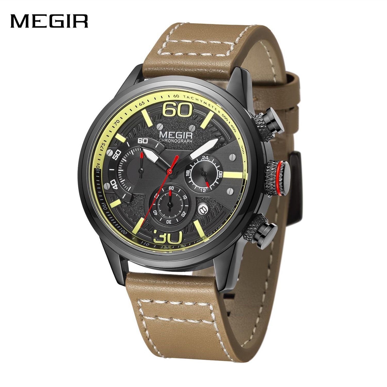 MEGIR Men Watches Fashion Brand Sport Quartz Chronograph Clock Waterproof Man Business Wristwatch 24-hour Relogio Masculino 2110
