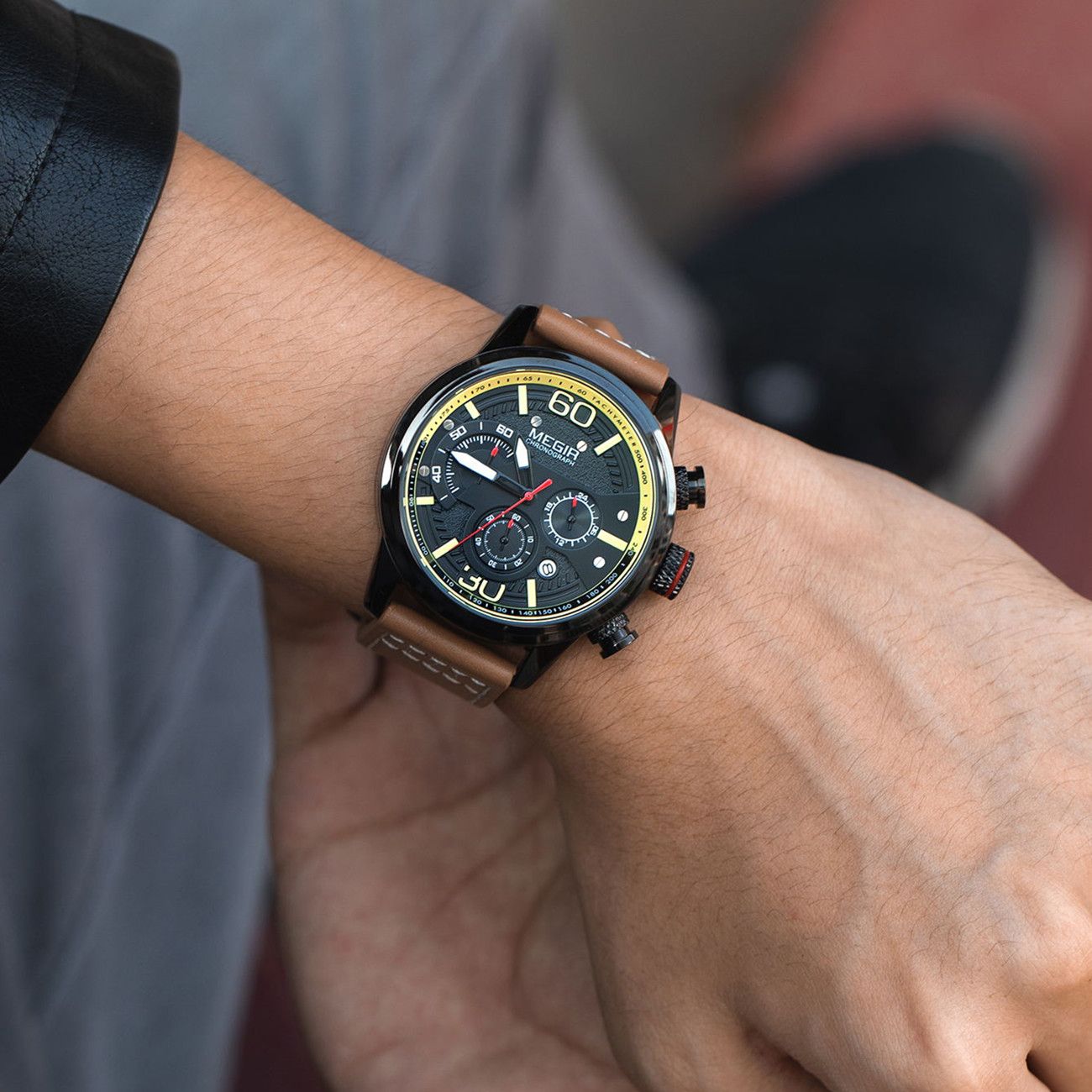 MEGIR Men Watches Fashion Brand Sport Quartz Chronograph Clock Waterproof Man Business Wristwatch 24-hour Relogio Masculino 2110