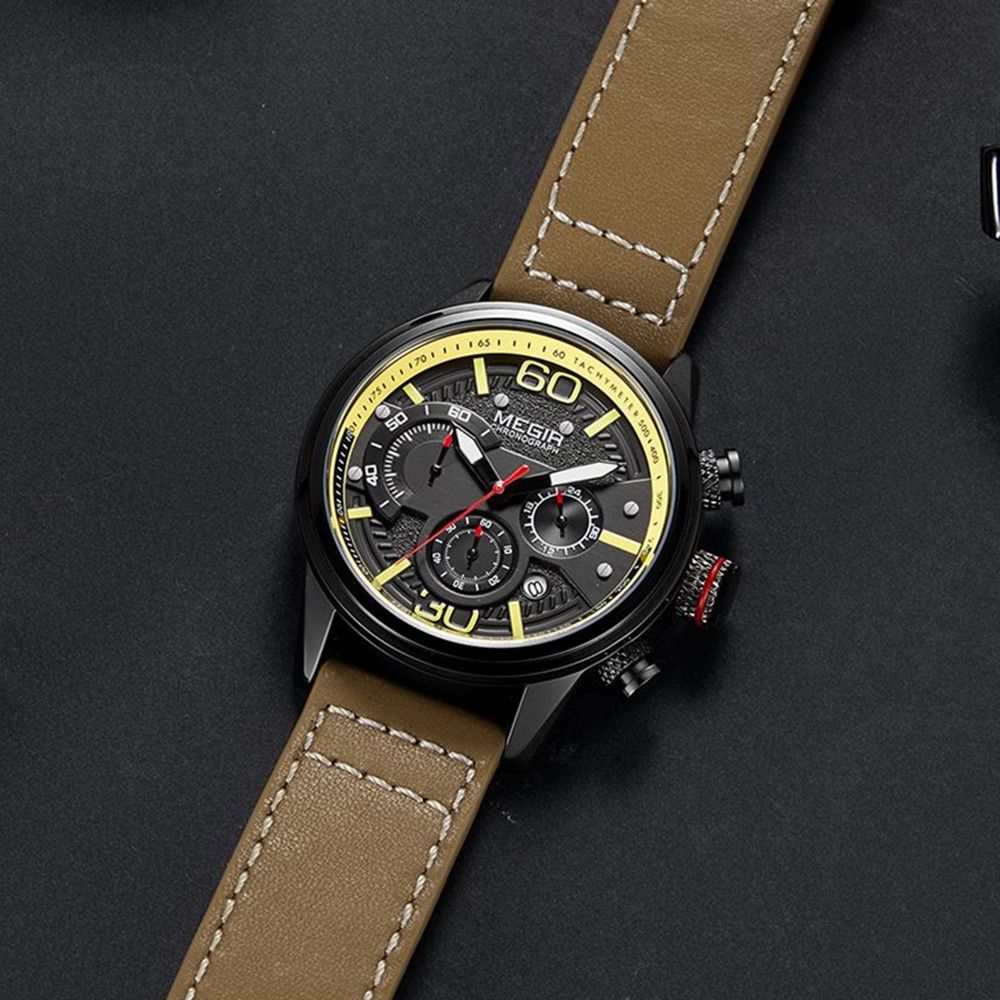 MEGIR Men Watches Fashion Brand Sport Quartz Chronograph Clock Waterproof Man Business Wristwatch 24-hour Relogio Masculino 2110