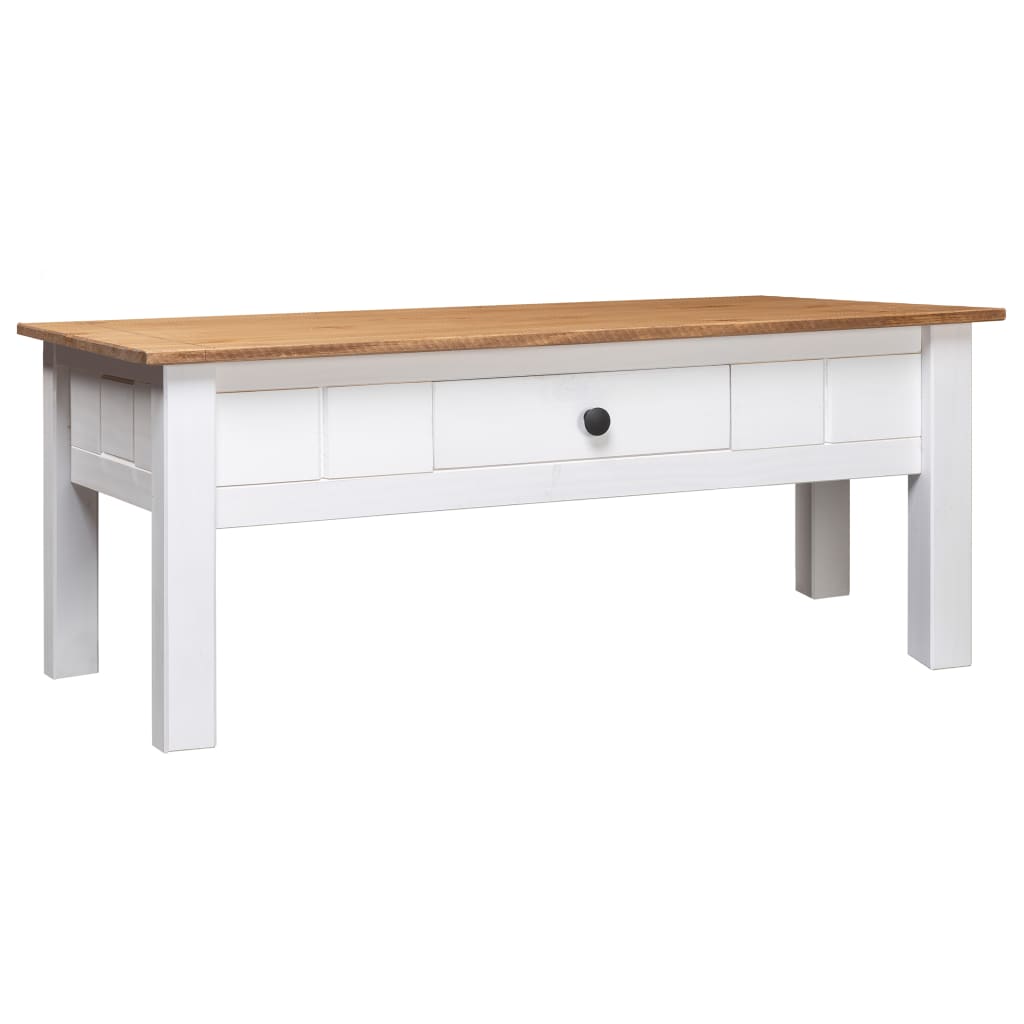 NNEVL Coffee Table White 100x60x45 cm Solid Pine Wood Panama Range-0