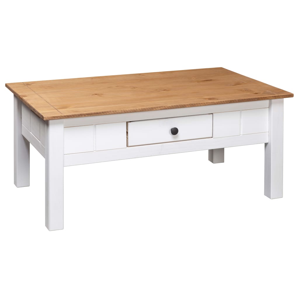 NNEVL Coffee Table White 100x60x45 cm Solid Pine Wood Panama Range