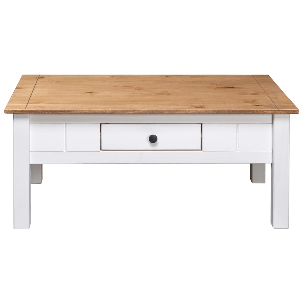 NNEVL Coffee Table White 100x60x45 cm Solid Pine Wood Panama Range