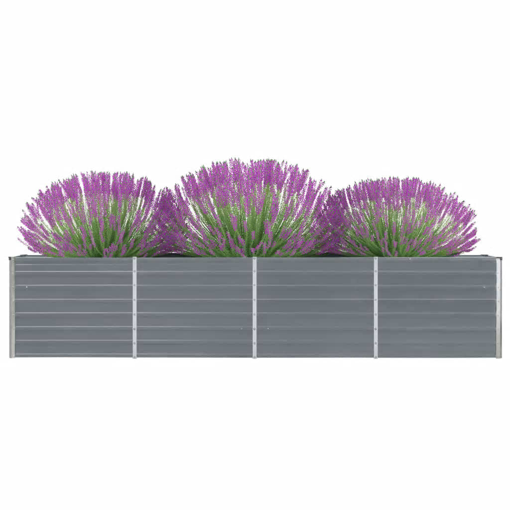 NNEVL Garden Raised Bed Galvanised Steel 320x40x45 cm Grey-0