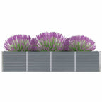 NNEVL Garden Raised Bed Galvanised Steel 320x40x45 cm Grey-0