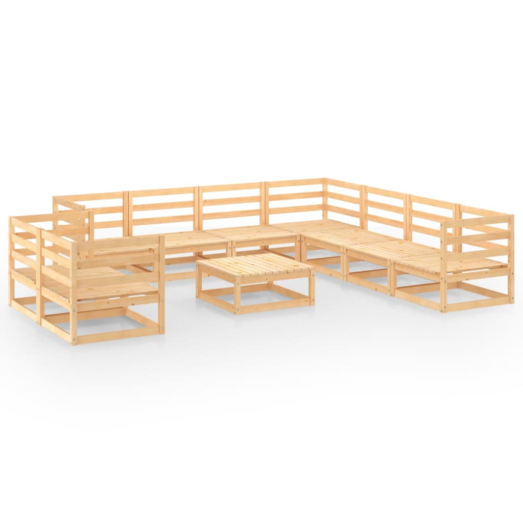 NNEVL 10 Piece Garden Lounge Set Solid Pinewood-1