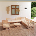 NNEVL 10 Piece Garden Lounge Set Solid Pinewood-0