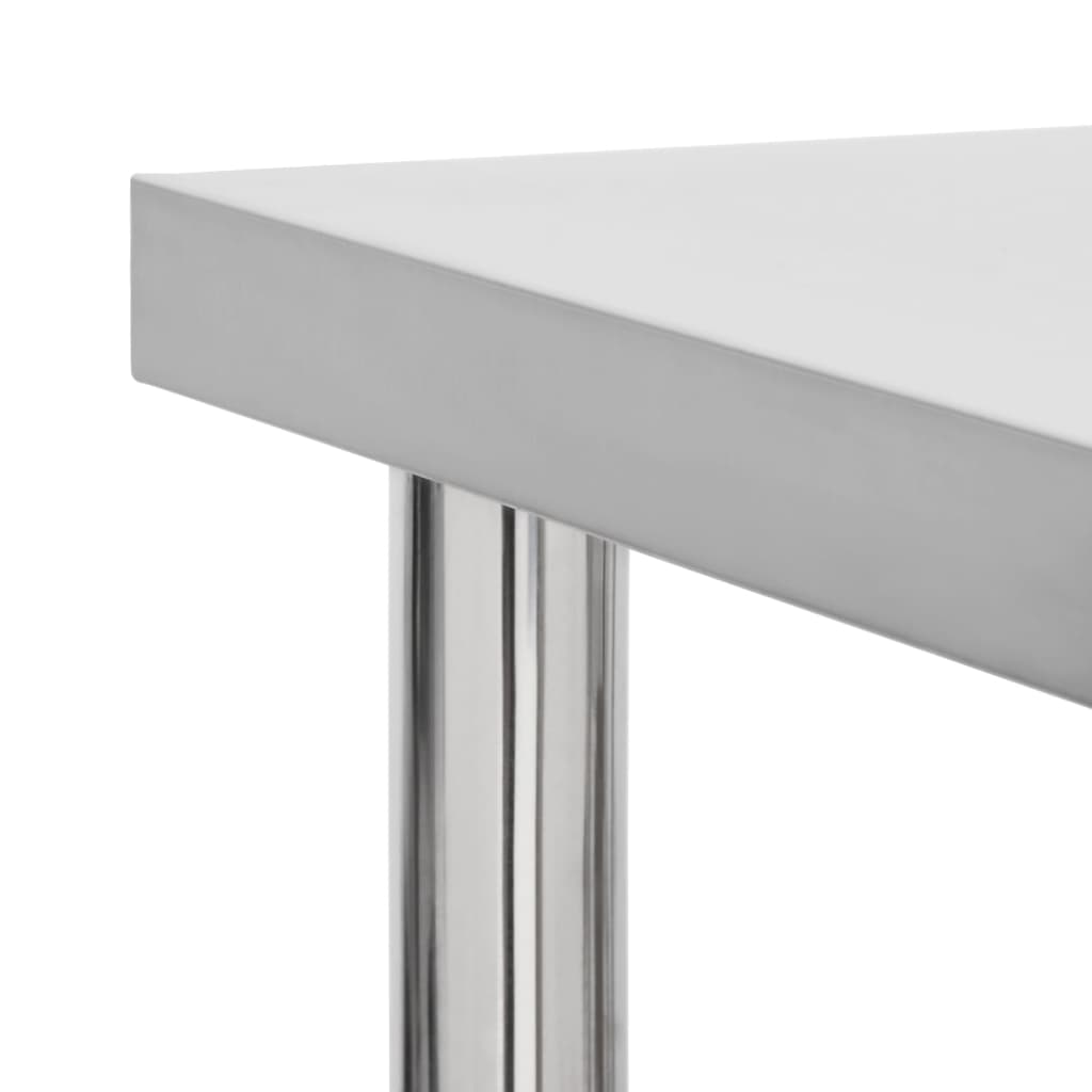 NNEVL Kitchen Work Table with Wheels 60x60x85 cm Stainless Steel-3