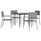 NNEVL 5 Piece Garden Dining Set Grey and Black Poly Rattan and Steel-1