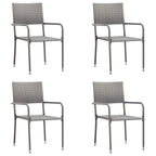 NNEVL 5 Piece Garden Dining Set Grey and Black Poly Rattan and Steel-2