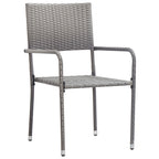 NNEVL 5 Piece Garden Dining Set Grey and Black Poly Rattan and Steel-3
