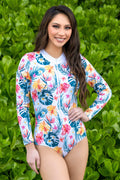 Hawaiian Flower Long Sleeve One Piece-0