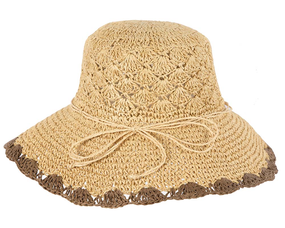 Soft wide brim ladies summer casual beach hat CS017NT-3