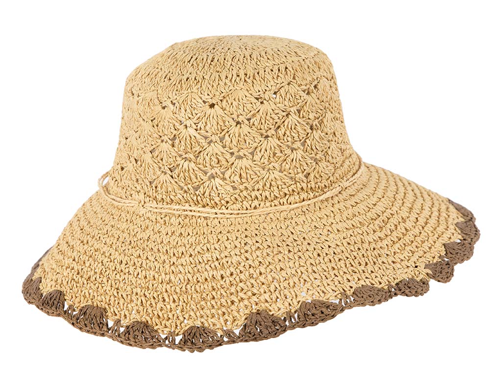 Soft wide brim ladies summer casual beach hat CS017NT-1