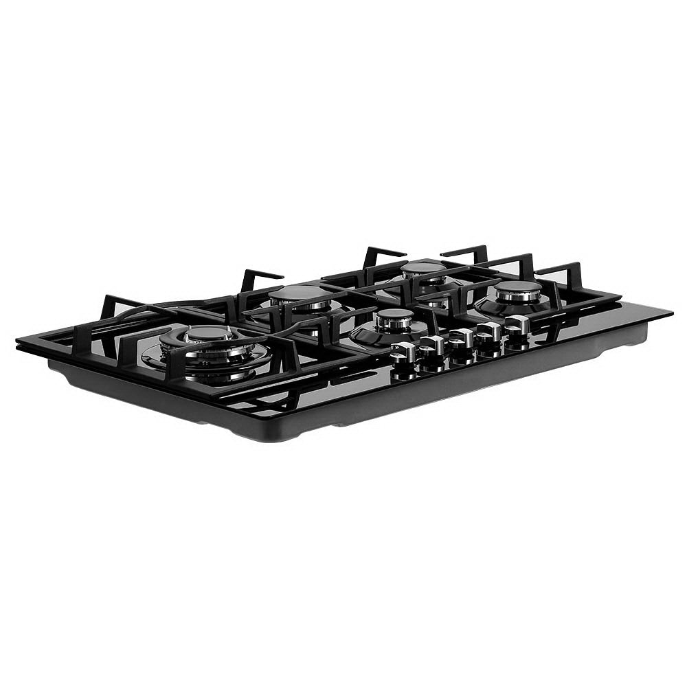 NNEDSZ Gas Cooktop 90cm 5 Burner Stove Hob Cooker Kitchen NG LPG Black Glass-2