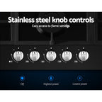 NNEDSZ Gas Cooktop 90cm 5 Burner Stove Hob Cooker Kitchen NG LPG Black Glass-3