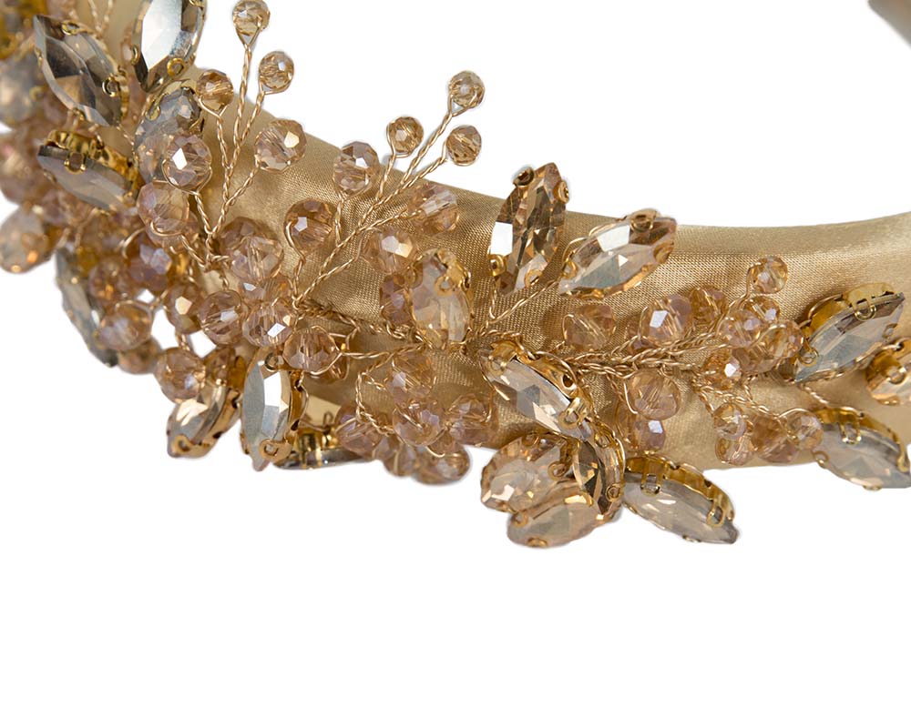 Gold crystals fascinator headband by Cupids Millinery CU443-2