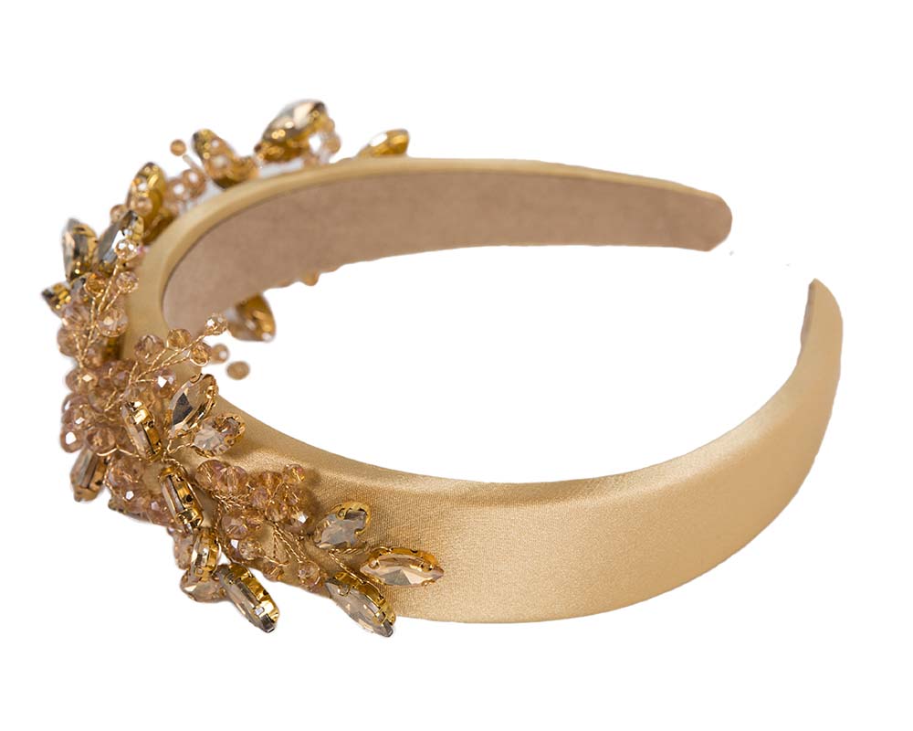 Gold crystals fascinator headband by Cupids Millinery CU443-3