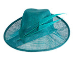Elegant teal green hat with feathers-1