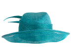 Elegant teal green hat with feathers-5