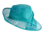 Elegant teal green hat with feathers-3