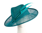 Elegant teal green hat with feathers-0