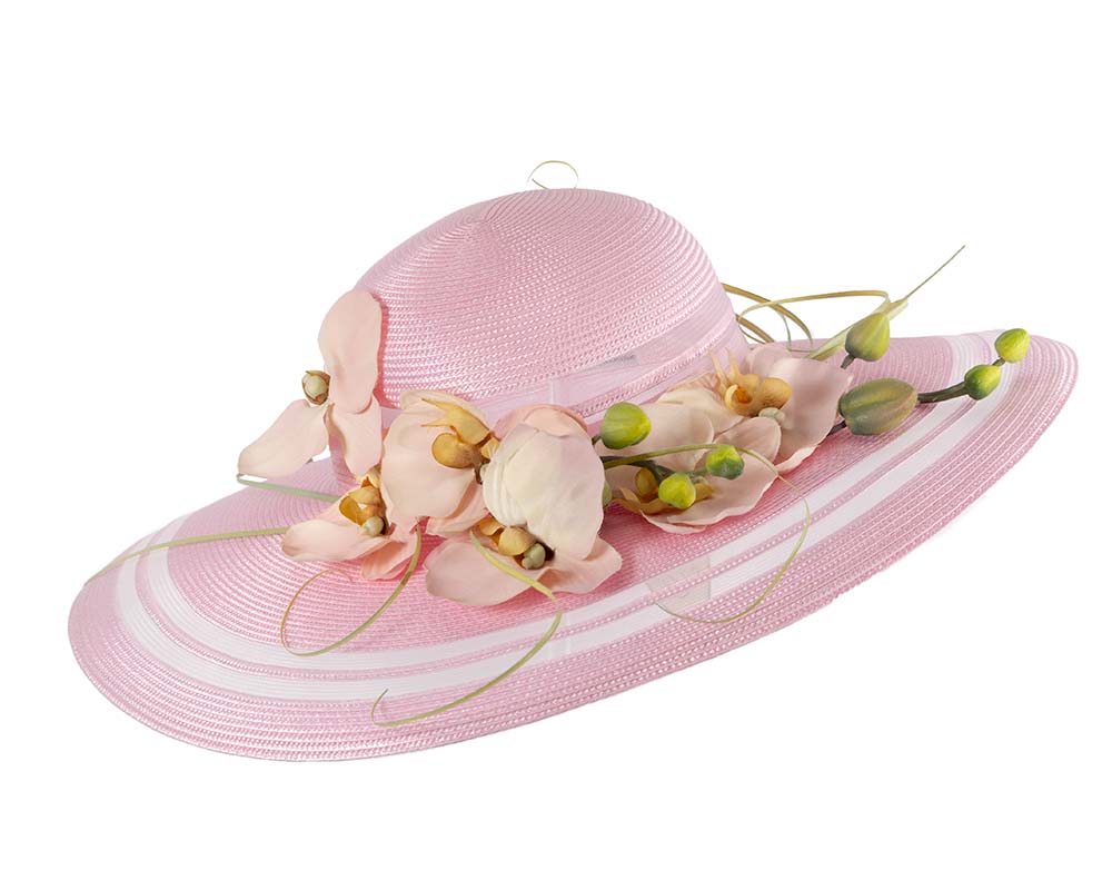 Wide brim fashion pink hat by Fillies Collection-1