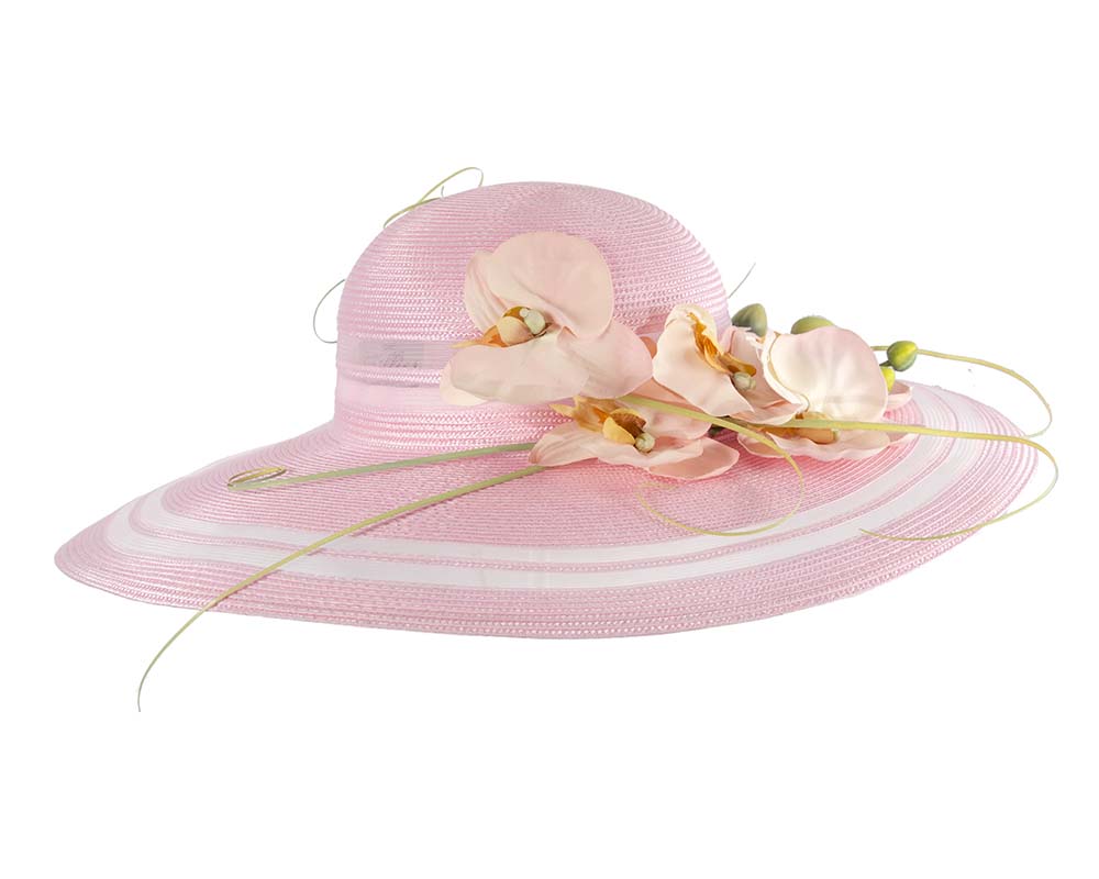 Wide brim fashion pink hat by Fillies Collection-3