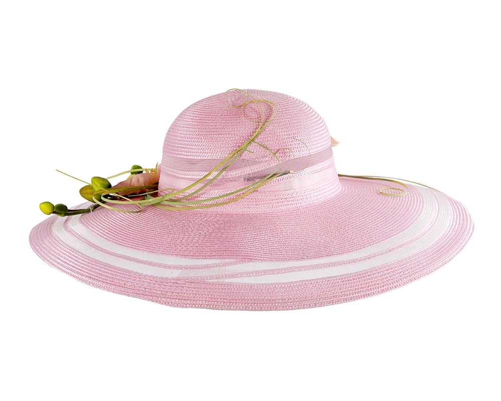 Wide brim fashion pink hat by Fillies Collection-2