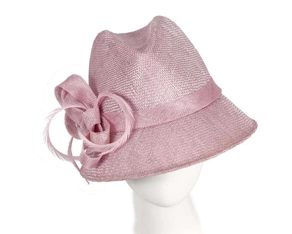 Lilac straw fedora hat by Cupids Millinery-0