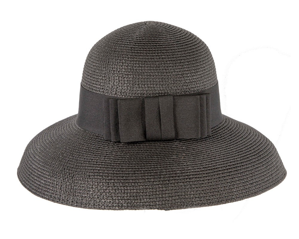 Elegant black ladies summer beach hat-5