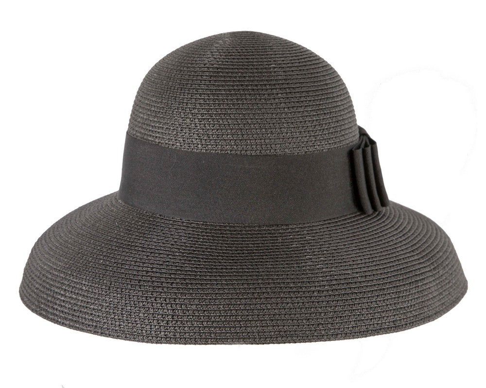 Elegant black ladies summer beach hat-3