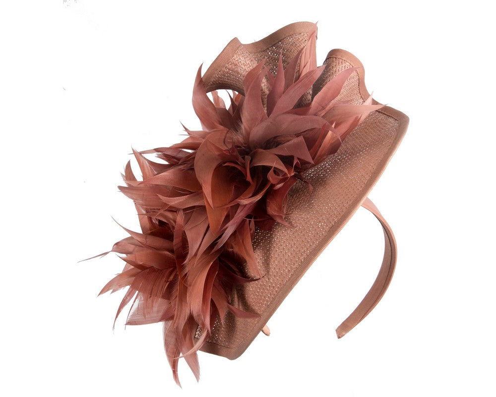 Taupe racing fascinator by Cupids Millinery-1